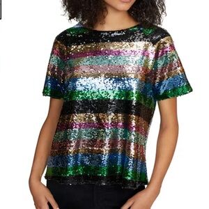 Sanctuary Sequin Stripes Top NWT